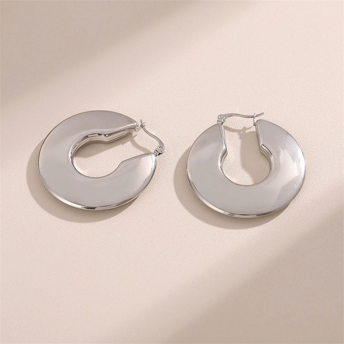 1 Paar schlichte Streetwear-Ohrringe aus U-förmigem Edelstahl mit Überzug