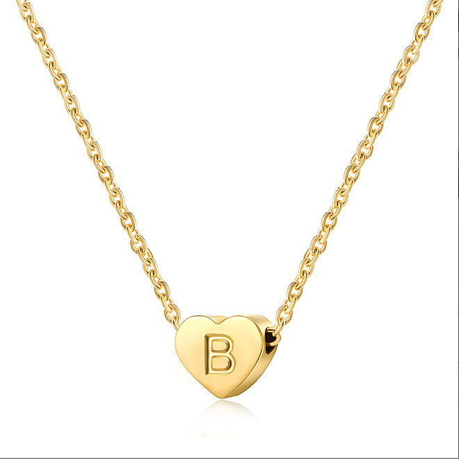 Simple Style Letter Heart Shape Stainless Steel  Plating Necklace