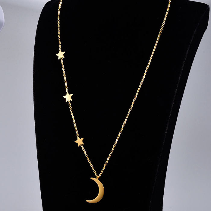 Bijoux en gros pendentif étoile lune multicouche en acier inoxydable collier bijoux