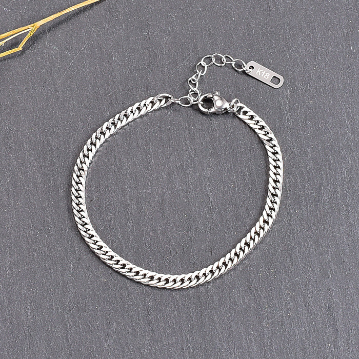 Simple Style Solid Color Titanium Steel Bracelets Plating Stainless Steel Bracelets