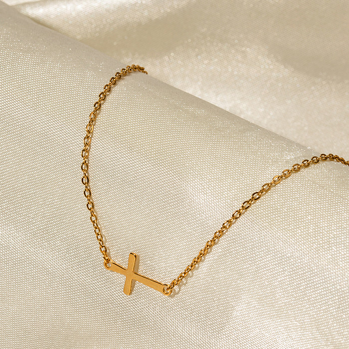 Simple Style Classic Style Cross Stainless Steel Charm Plating 18K Gold Plated Bracelets