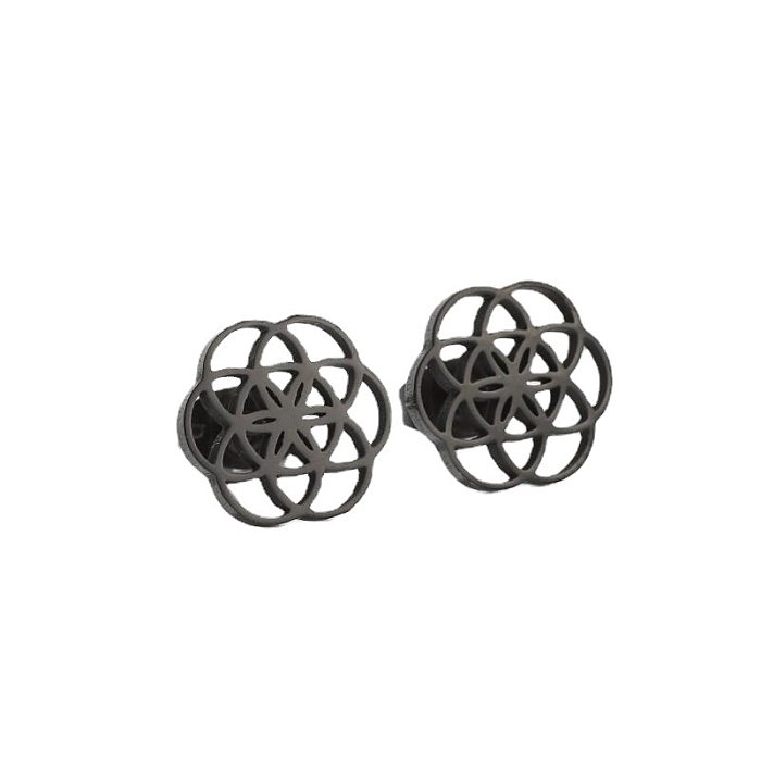 Fashion Flower Stainless Steel  Plating Hollow Out Ear Studs 1 Pair