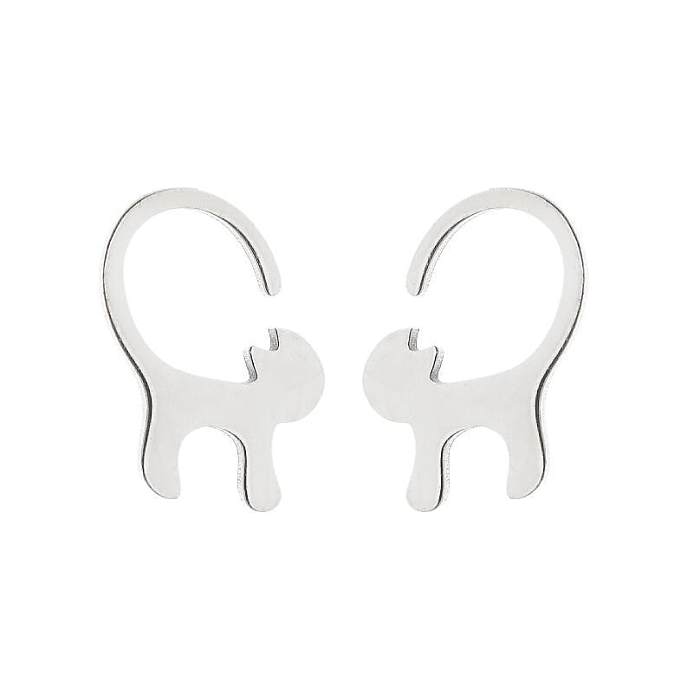 Clous d'oreilles ajourés en acier inoxydable, Style Simple, Animal, 1 paire