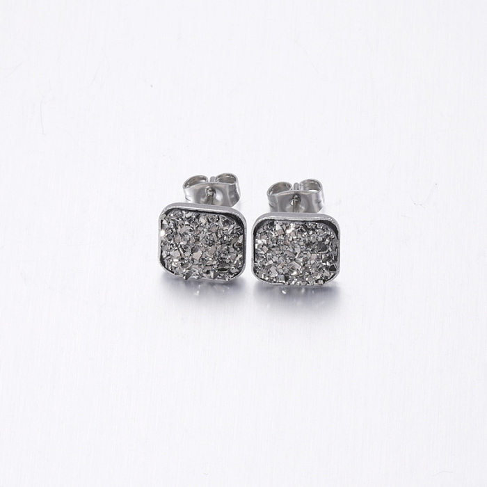 1 Pair Elegant Simple Style Geometric Plating Inlay Stainless Steel  Artificial Rhinestones Gold Plated Silver Plated Ear Studs