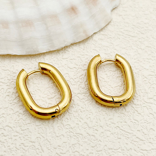 1 Pair Simple Style Commute U Shape Polishing Plating Stainless Steel  Gold Plated Earrings