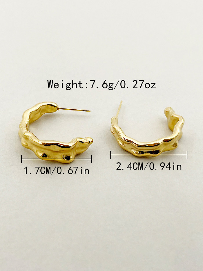 1 Pair Casual Simple Style C Shape Waves Stainless Steel  Polishing Plating Gold Plated Ear Studs