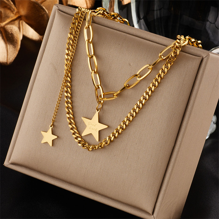 Vintage Style Star Stainless Steel  Necklace Gold Plated Stainless Steel  Necklaces