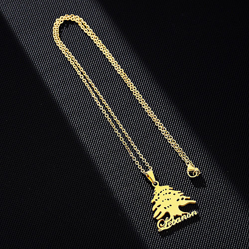 Ethnic Style Map Letter Stainless Steel Plating Pendant Necklace