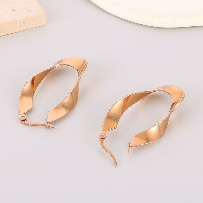 1 Pair Streetwear Shiny Irregular Plating Stainless Steel  18K Gold Plated Hoop Earrings