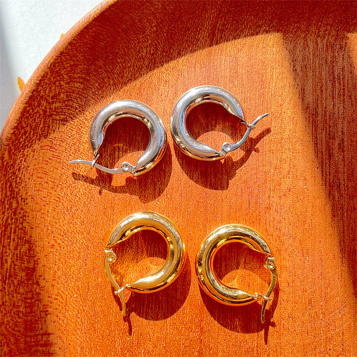 1 Pair Simple Style Solid Color Stainless Steel  Plating Earrings