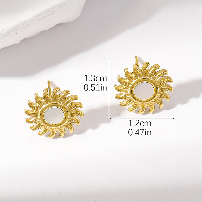 1 Pair Simple Style Sun Plating Stainless Steel  Gold Plated Ear Studs