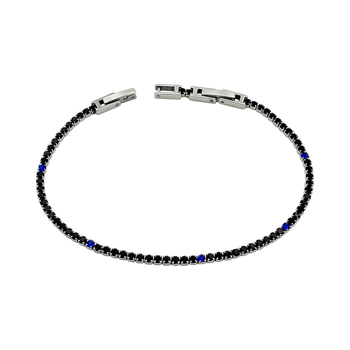 Simple Style Streetwear Round Stainless Steel Inlay Zircon Bracelets