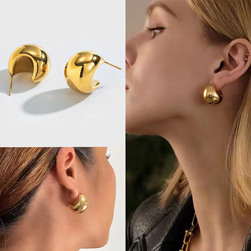 1 Pair Simple Style Geometric Stainless Steel  Metal Ear Studs