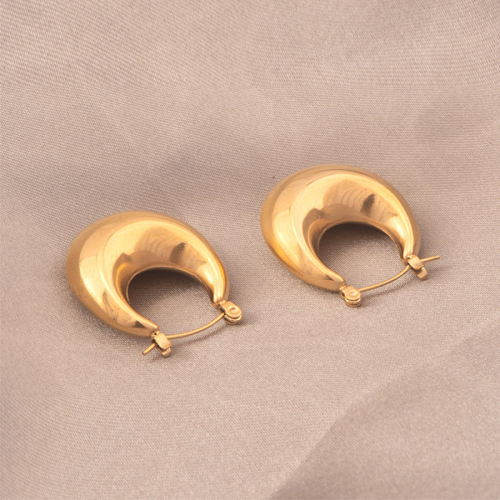 1 Pair IG Style U Shape Plating Stainless Steel 18K Gold Plated Earrings
