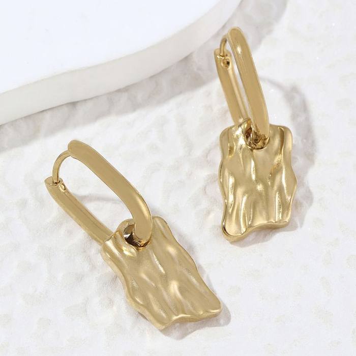 1 Pair Simple Style Streetwear Geometric Polishing Plating Stainless Steel  18K Gold Plated Drop Earrings
