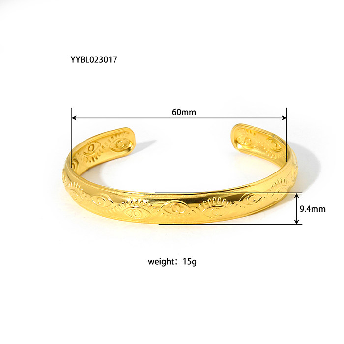 Casual Lady Eye Stainless Steel Titanium Steel Plating 18K Gold Plated Bangle