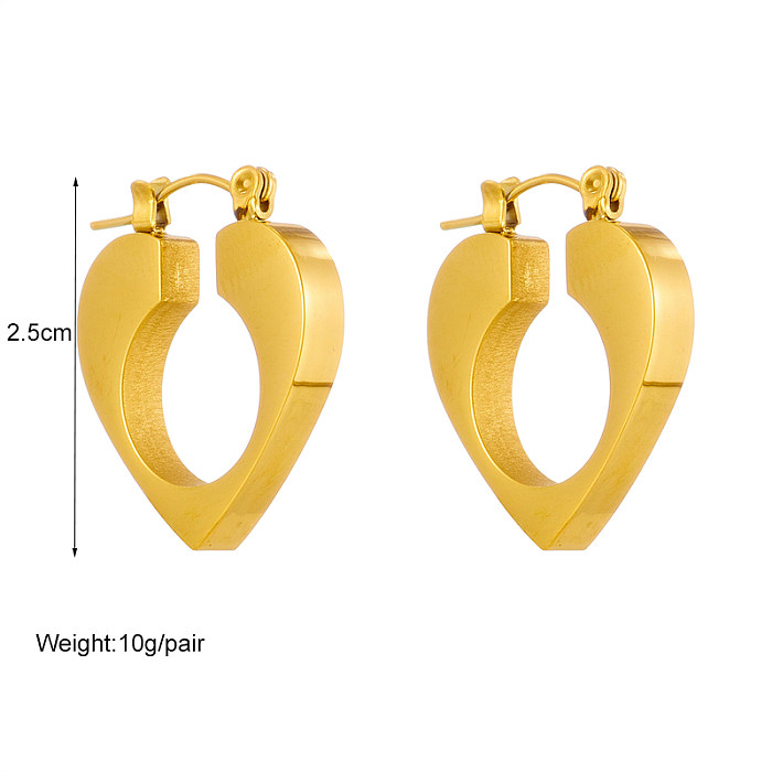 Boucles d'oreilles pendantes plaquées en acier inoxydable en forme de cœur de base, 1 paire
