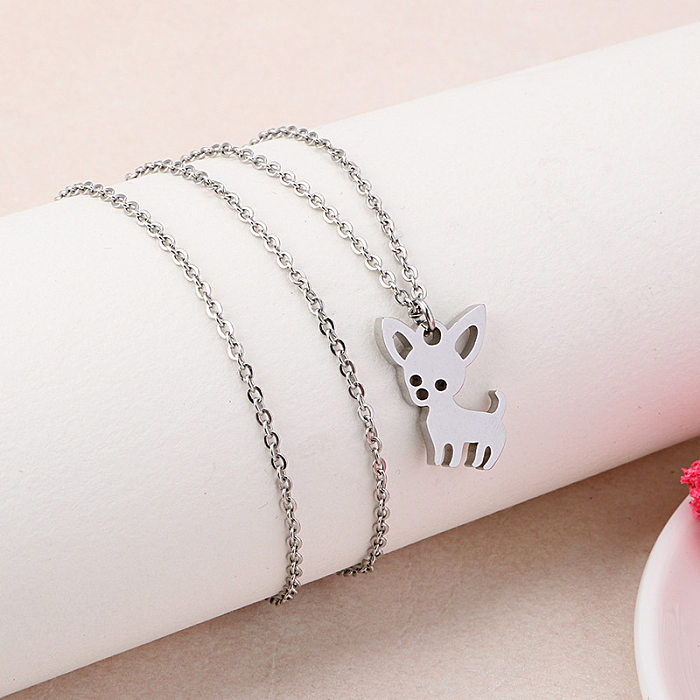 Creative Hollow Pet Dog Necklace Exquisite Puppy Stainless Steel  Necklace Wholesale