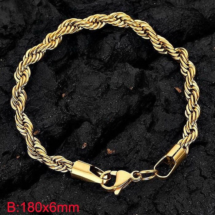 Simple Style Twist Stainless Steel Plating 18K Gold Plated Bracelets