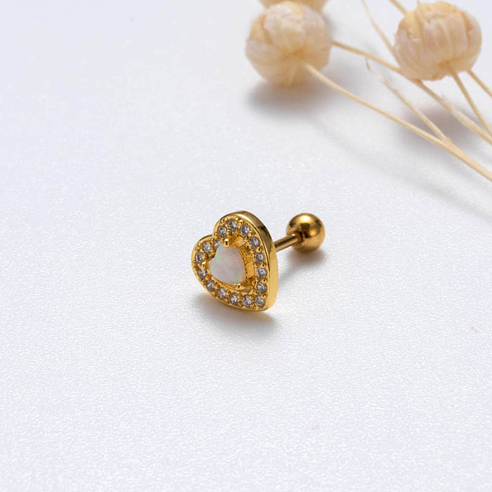 1 peça doce estilo simples flor aranha borboleta chapeamento incrustação de aço inoxidável zircão 18K brincos de cartilagem banhados a ouro