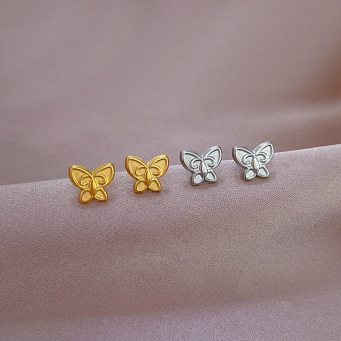 1 Pair Modern Style Sweet Commute Butterfly Stainless Steel Ear Studs