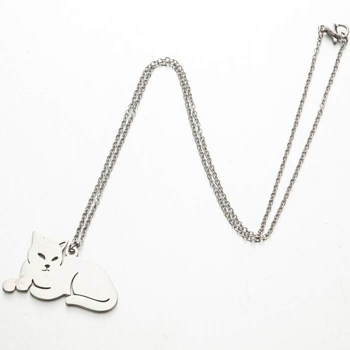 Fashion Cat Stainless Steel  Stainless Steel Plating Pendant Necklace 1 Piece