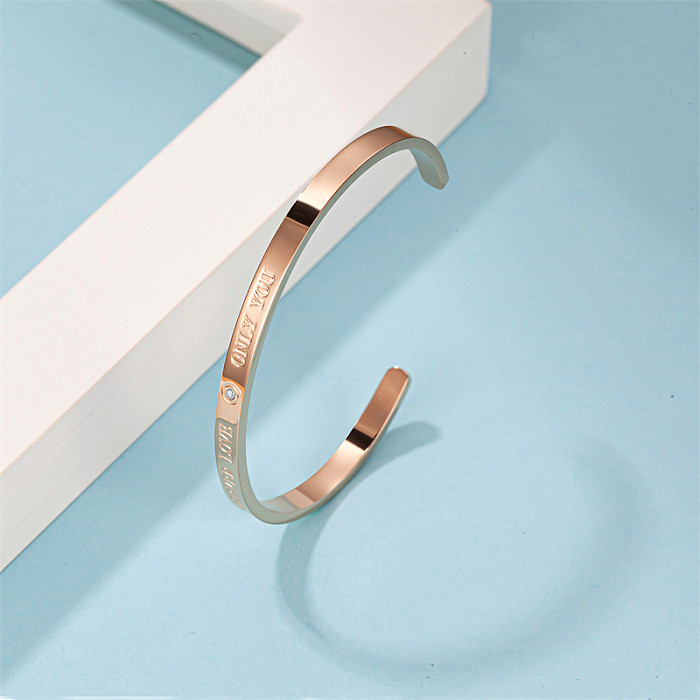 Simple Style Classic Style Letter Stainless Steel Titanium Steel Polishing Plating Inlay Diamond Rose Gold Plated