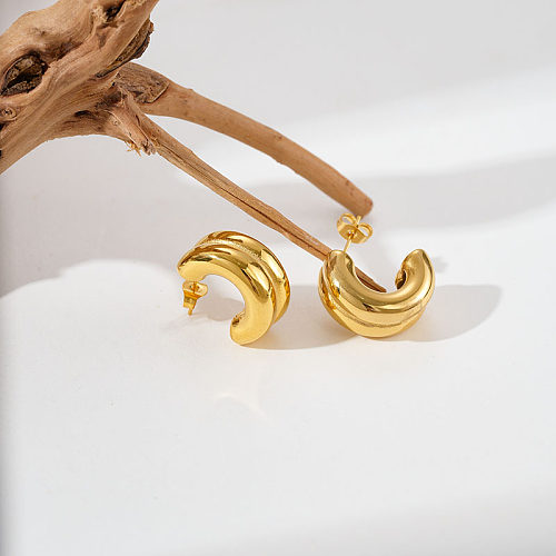 1 Paar vergoldete Retro-Ohrringe für den Pendelverkehr in C-Form aus Edelstahl