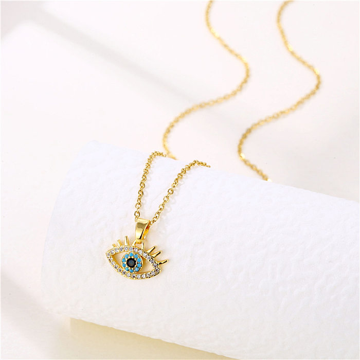 Casual Simple Style Devil'S Eye Stainless Steel  Plating Hollow Out Inlay Zircon Pendant Necklace