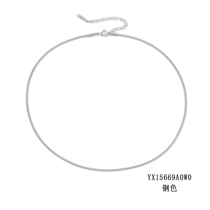 Simple Stainless Steel  Round Snake Chain Snake Bone Necklace Wholesale