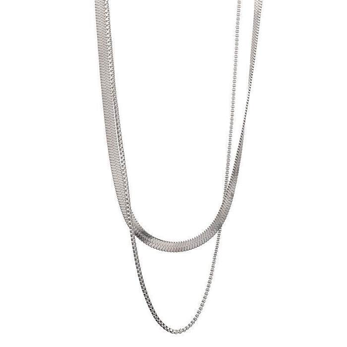 Fashion Solid Color Stainless Steel Plating Layered Necklaces 1 Piece