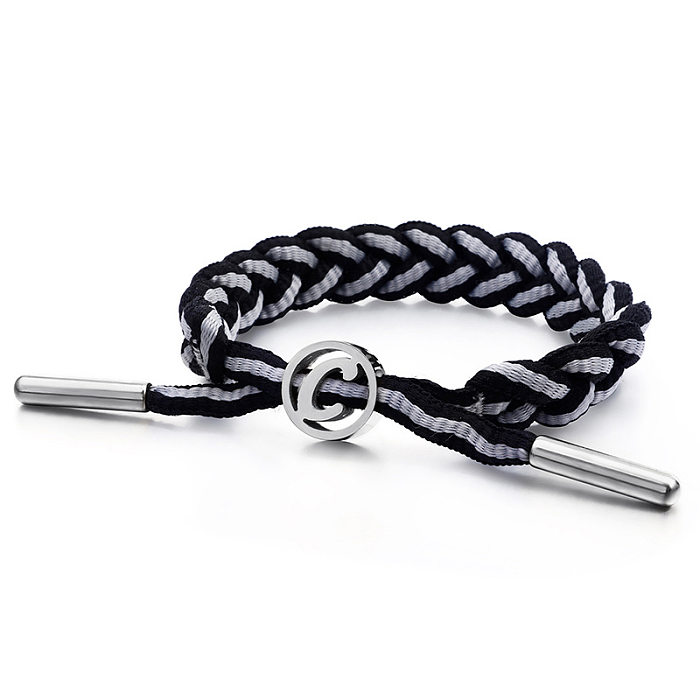 Creative Stainless Steel Braided Multi-color Couple Pull Handle Rope Capital Letter C Bracelet