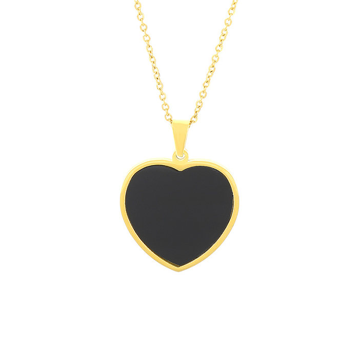 Colar com pingente acrílico banhado a ouro de aço inoxidável em formato de coração redondo estilo simples 18K a granel