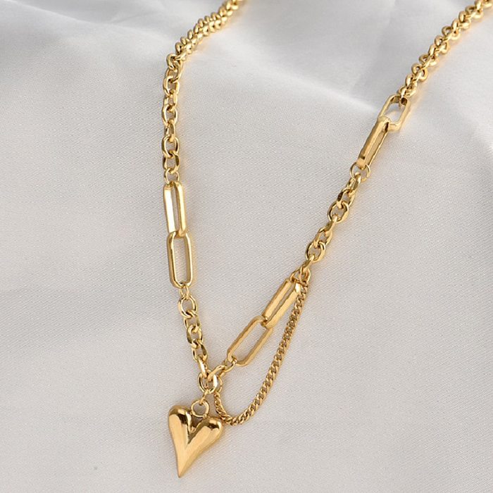 Fashion Heart-shaped Stainless Steel Necklace Simple Irregular Clavicle Chain