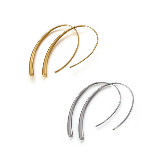 Korean Style Stylish And Simple Personality Line Earrings Stainless Steel Creative Temperamental Cold Style Line Women's Earrings
