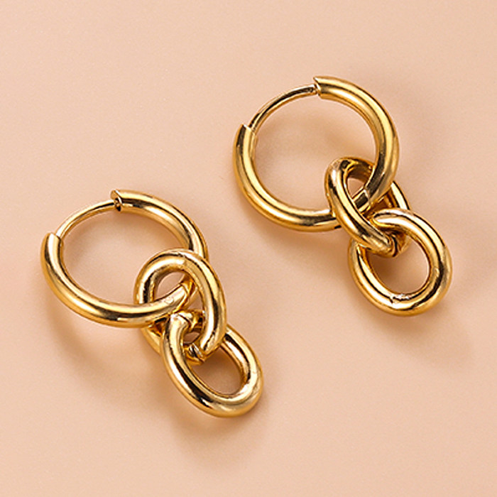 1 Pair Elegant Simple Style Cross Dreamcatcher Heart Shape Plating Stainless Steel  18K Gold Plated Drop Earrings
