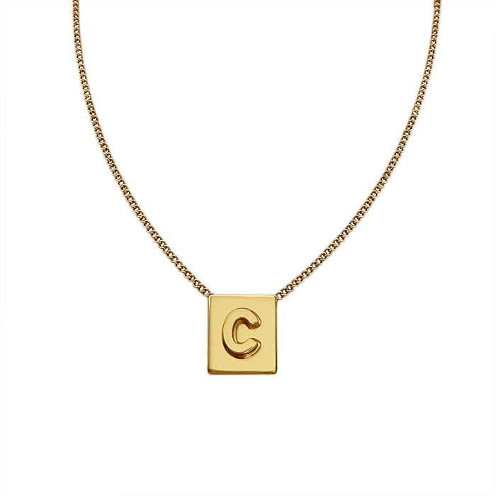 Einfache Buchstaben-Quadrat-Edelstahl-Halskette, 1 Stück