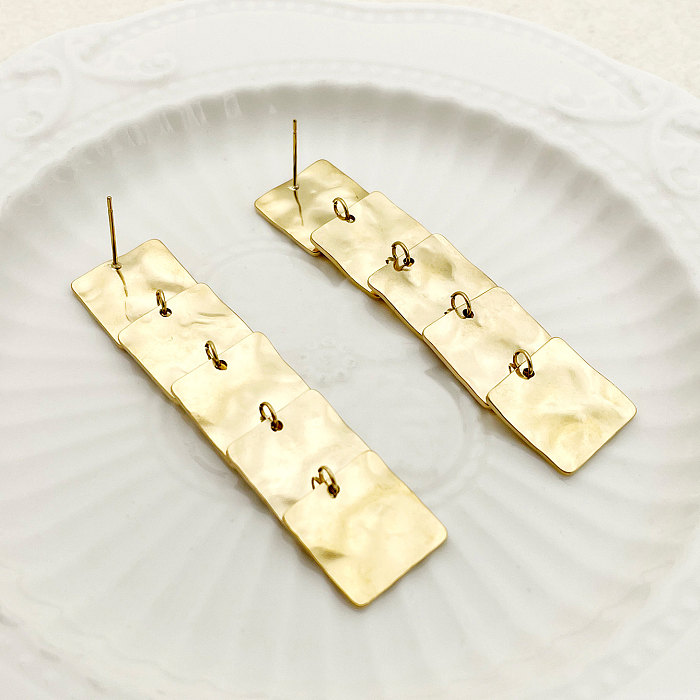 1 Pair Classical Roman Style Geometric Plating Stainless Steel  Gold Plated Drop Earrings