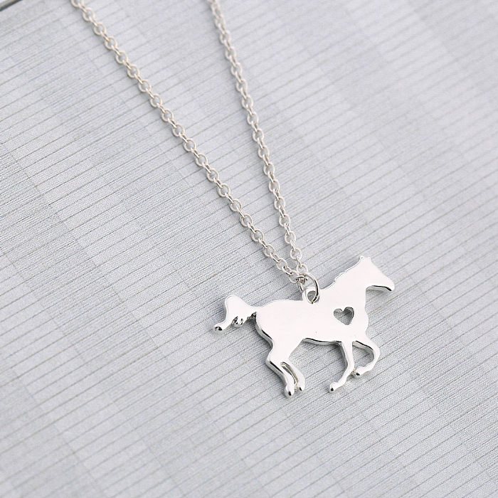 Casual Streetwear Horse Stainless Steel Metal Pendant Necklace