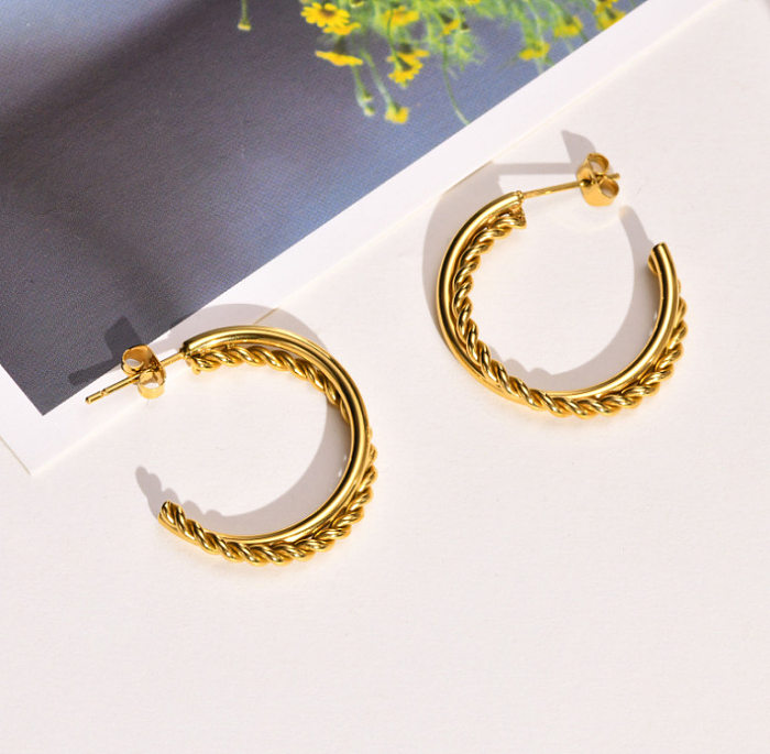 1 Pair Simple Style Classic Style Twist Plating Stainless Steel Ear Studs