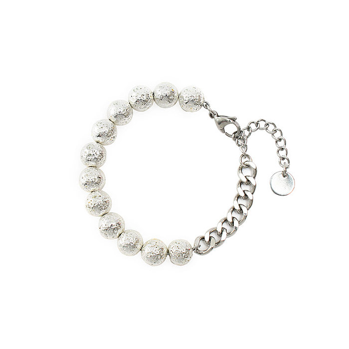 Nouveau bracelet en perles de pierre volcanique en pin blanc en acier inoxydable