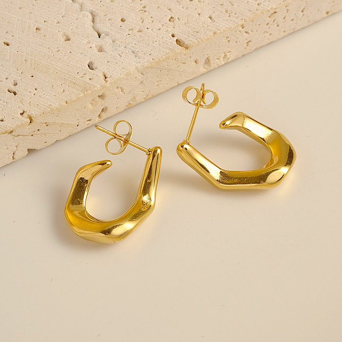 1 Pair Vacation Beach Simple Style U Shape Plating Stainless Steel  Gold Plated Earrings