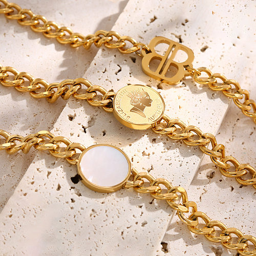 Bracelets plaqués or en acier titane de couleur unie pour trajet de style simple