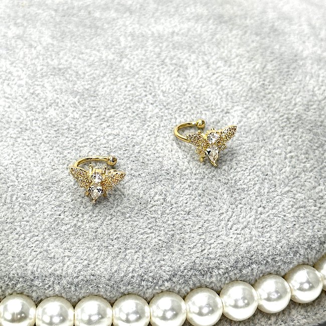 1 par de aretes con incrustaciones de abeja de estilo Vintage, piedras preciosas artificiales de acero inoxidable, diamantes de imitación artificiales