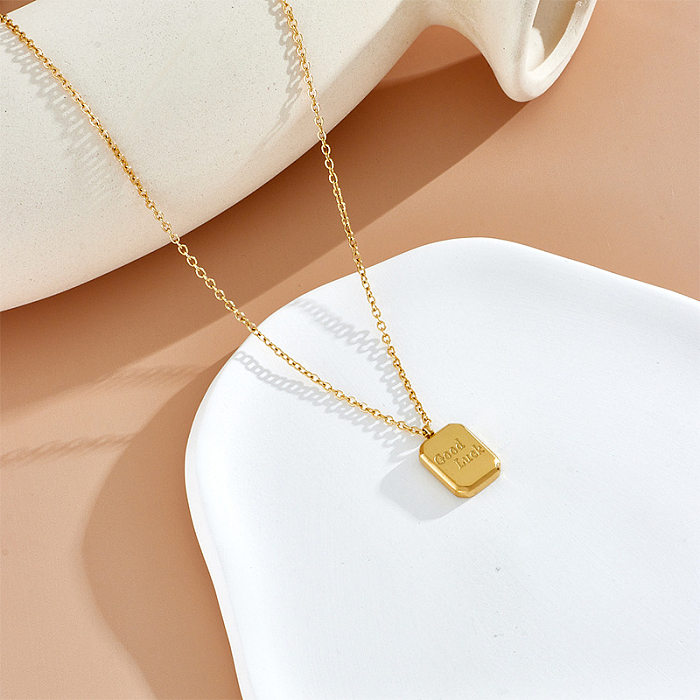 Simple Style Letter Stainless Steel Plating 18K Gold Plated Pendant Necklace