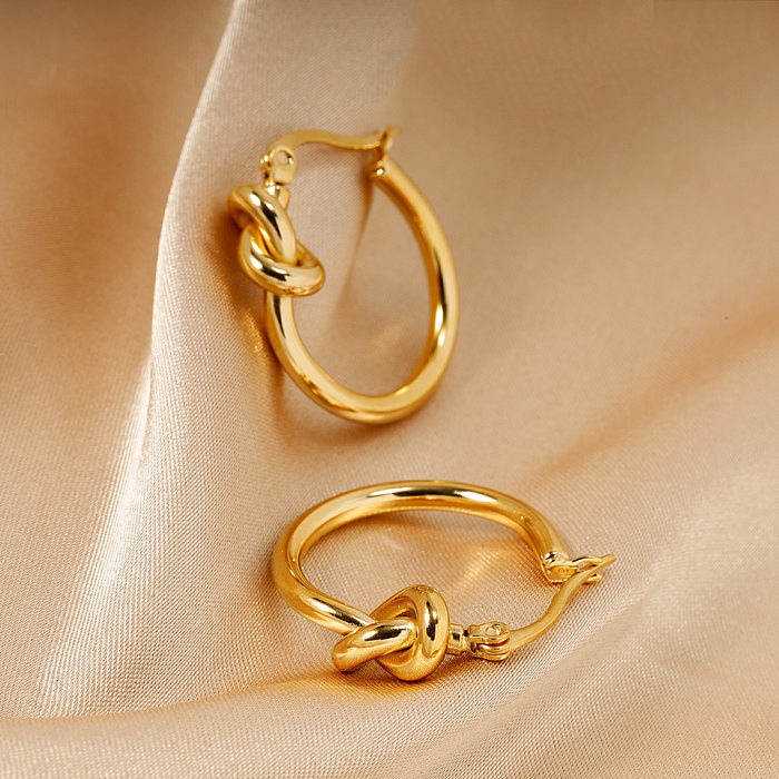 1 Pair Fashion Knot Stainless Steel Plating Earrings
