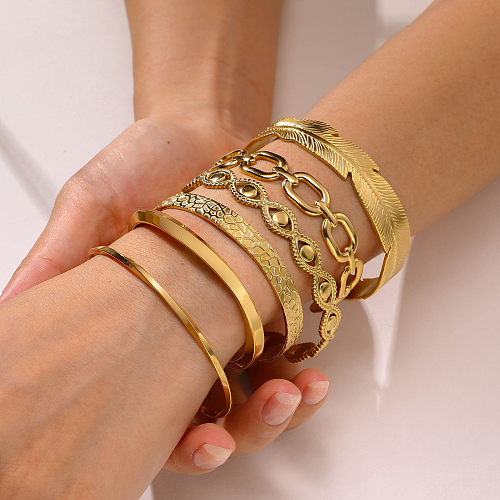 IG Style Streetwear Solid Color Stainless Steel Bangle In Bulk