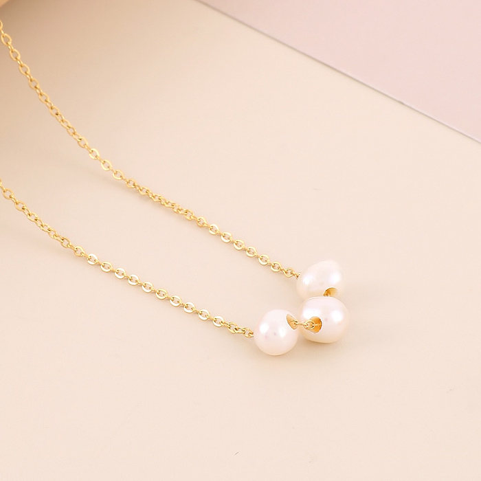 Simple Style Round Stainless Steel  Shell Stainless Steel Plating 18K Gold Plated Necklace