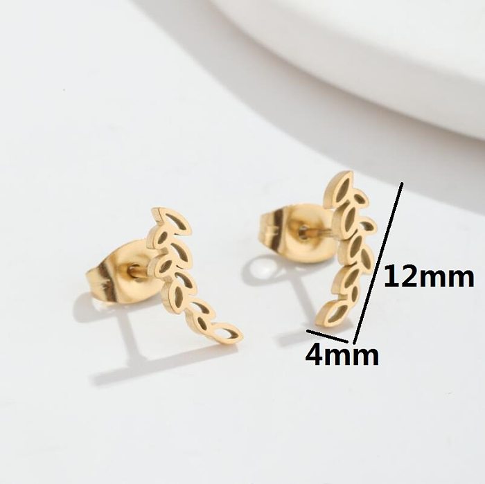 1 paire de clous d'oreilles plaqués en acier inoxydable, Style Simple