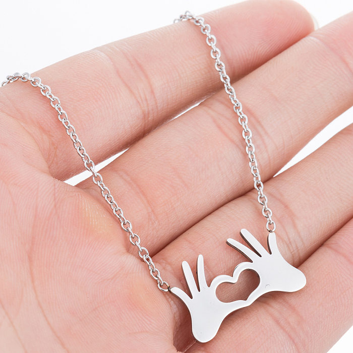 Simple Style Gesture Stainless Steel  Hollow Out Necklace 1 Piece